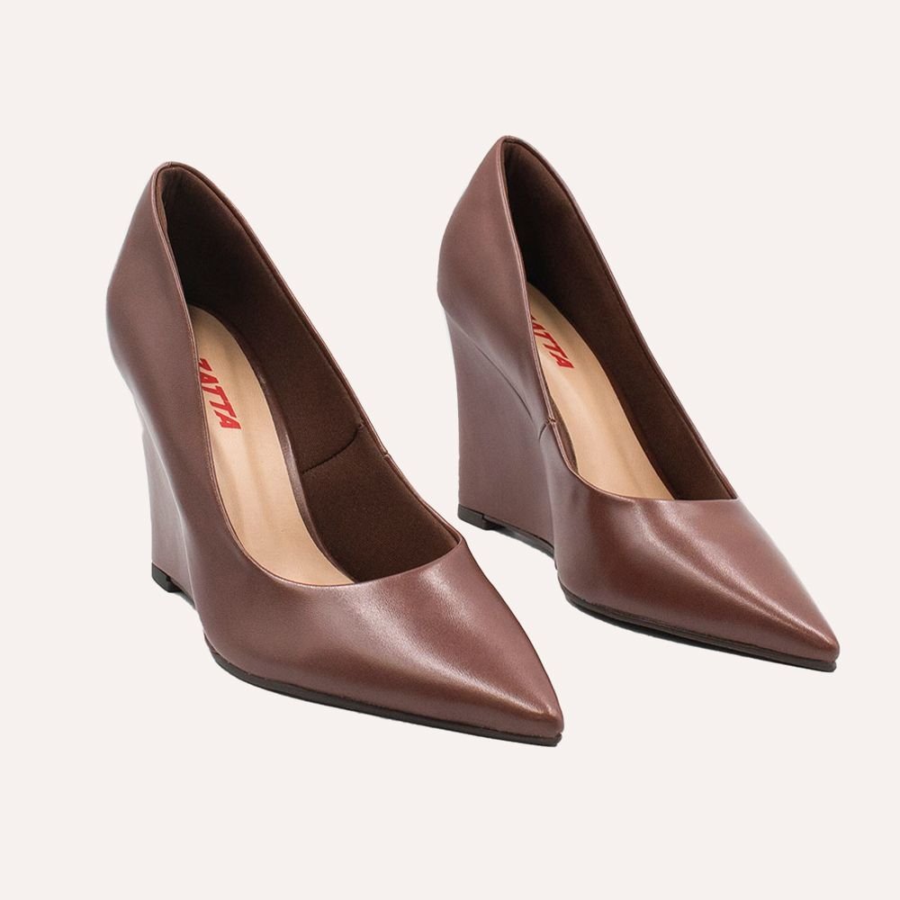 Scarpin Zatta Anabela Bico Fino Antonia Marrom Marrom 3