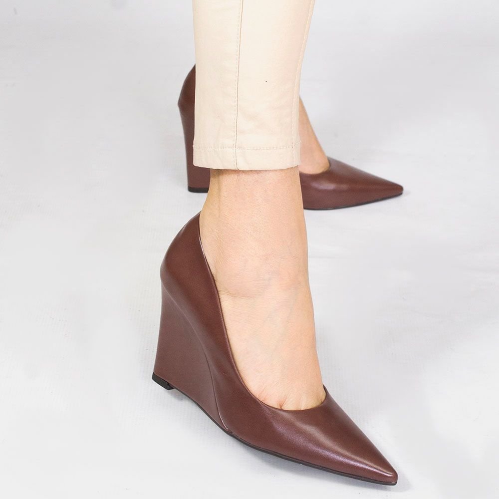 Scarpin Zatta Anabela Bico Fino Antonia Marrom Marrom 4