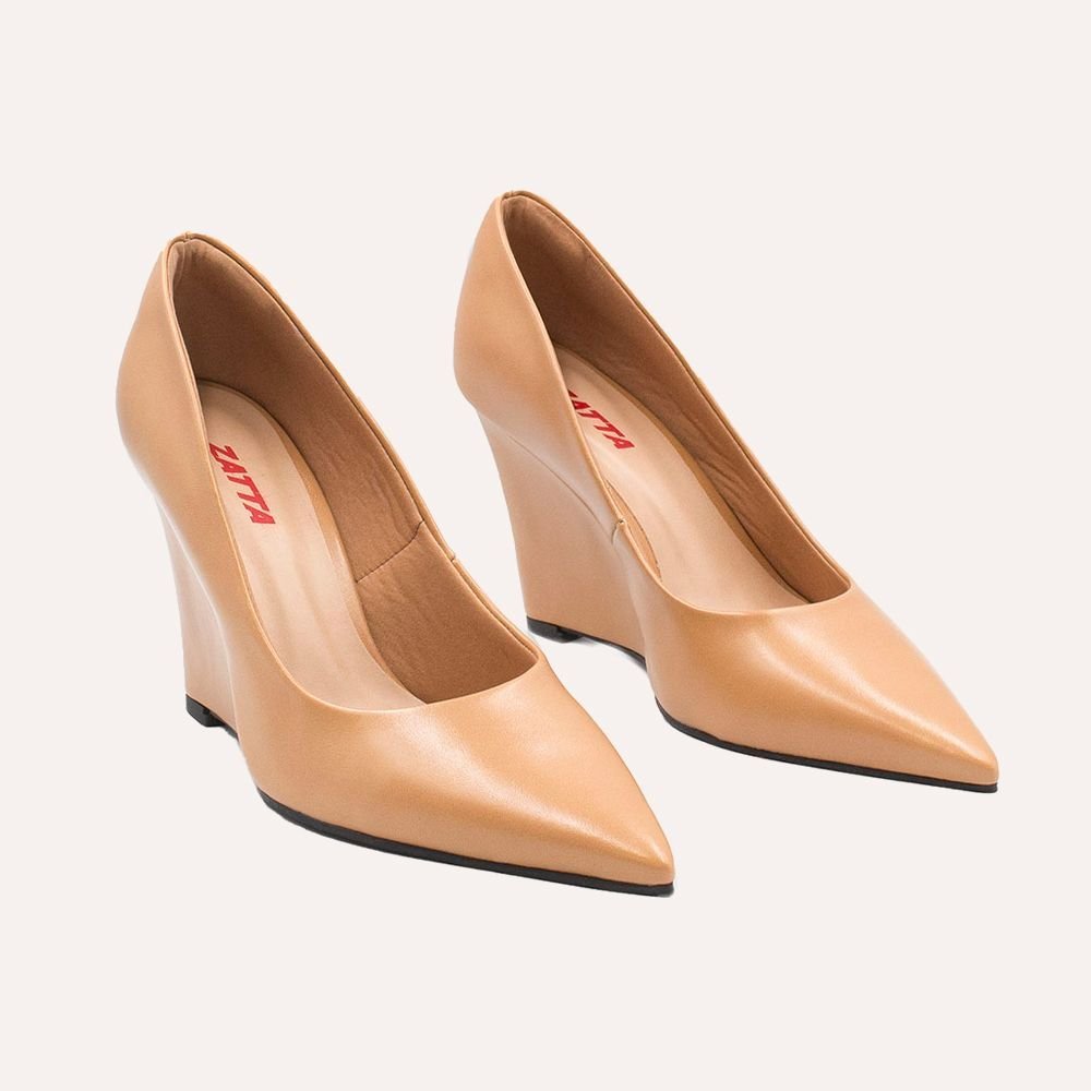 Scarpin Zatta Anabela Antonia Palha Bege 3