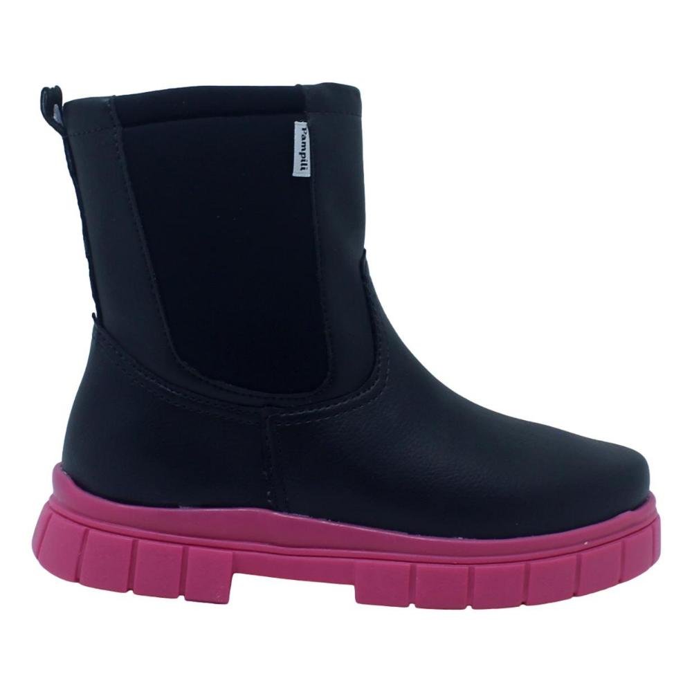 BOTA PAMPILI COTURNO INFANTIL MENINA LUCKY 711.003 Preto 2
