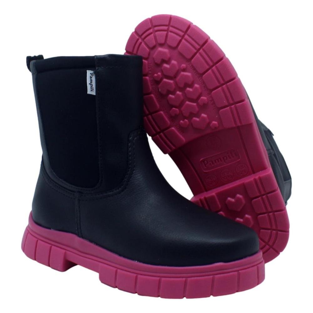 BOTA PAMPILI COTURNO INFANTIL MENINA LUCKY 711.003 Preto 4