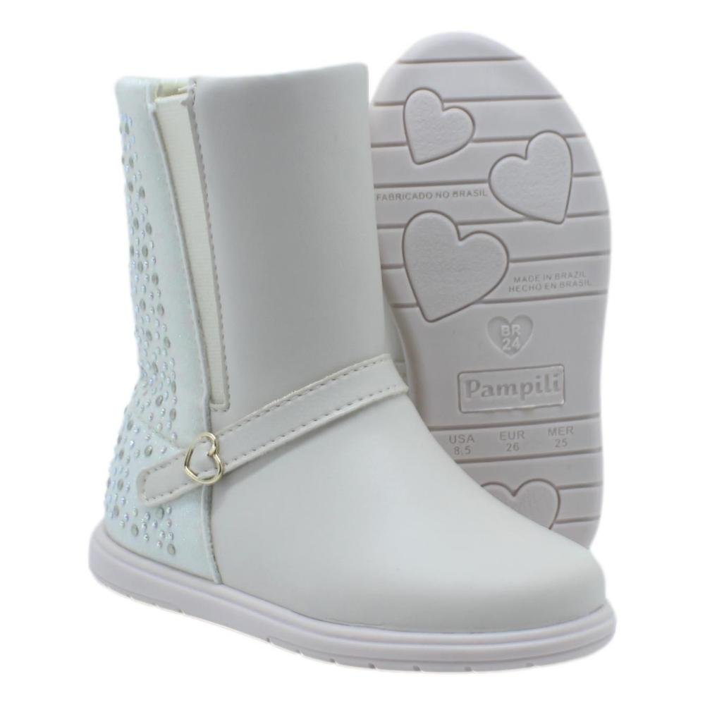 Bota Infantil Meninas Pampili Jujuba Glitter Branco 4
