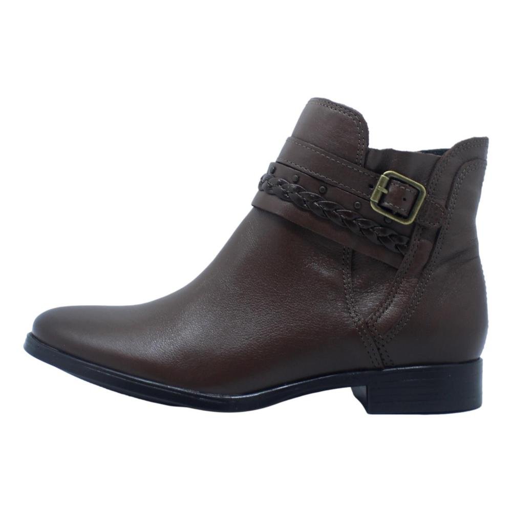 BOTA FEMININA CANO CURTO COURO NEWBORN Marrom 1