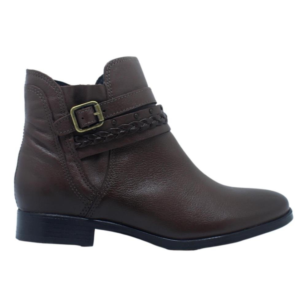 BOTA FEMININA CANO CURTO COURO NEWBORN Marrom 2