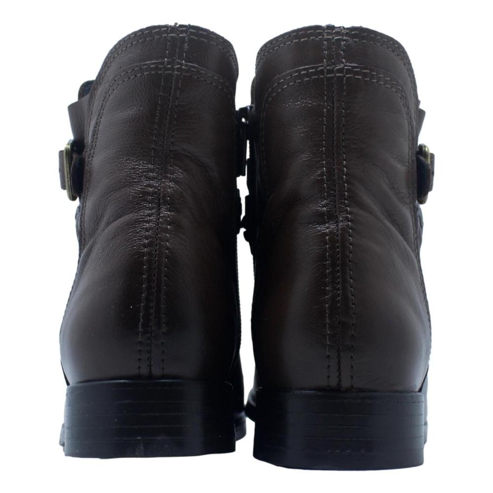 BOTA FEMININA CANO CURTO COURO NEWBORN Marrom 3