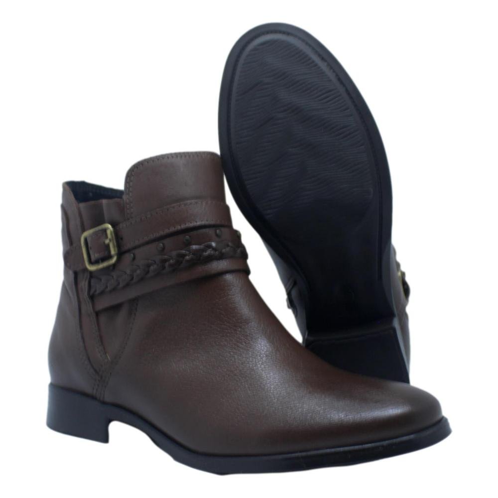 BOTA FEMININA CANO CURTO COURO NEWBORN Marrom 4