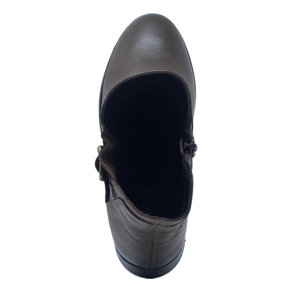 BOTA FEMININA CANO CURTO COURO NEWBORN Marrom 5