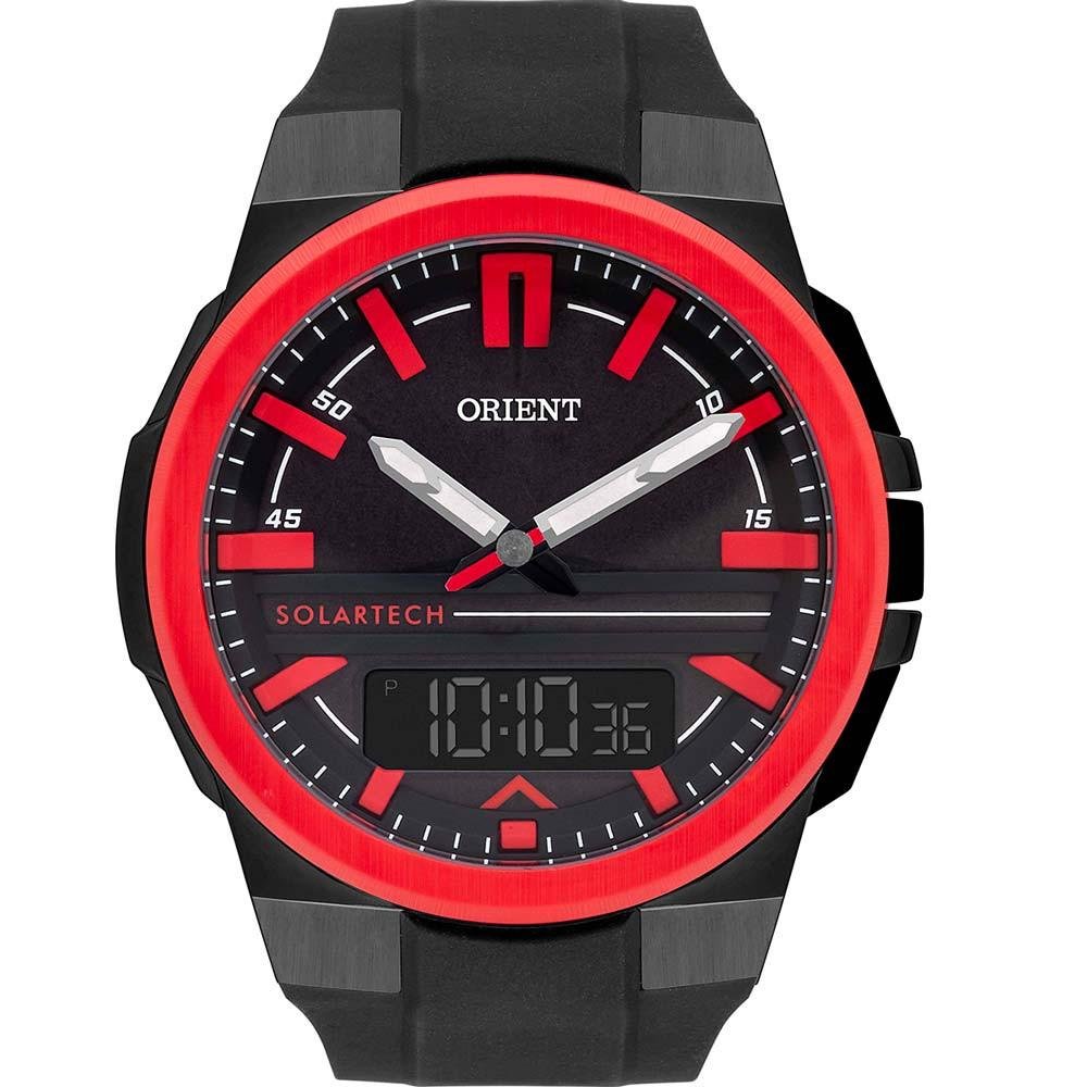 Relógio Orient Masculino Solar Tech MTSPA004P1PX Preto/Vermelho 2