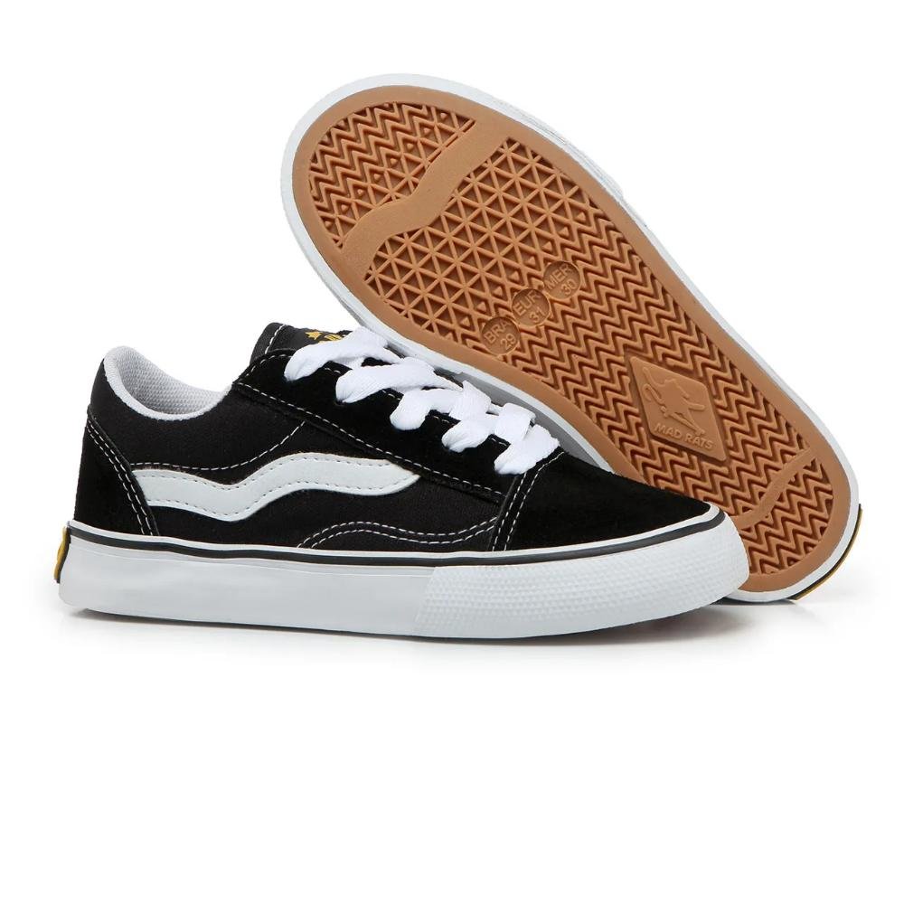 TÊNIS INFANTIL MASCULINO MAD RATS OLD SCHOOL MMR002 Preto/Branco 6
