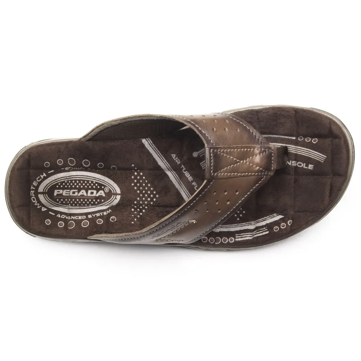 Chinelo Pegada Masculino em Couro Pinhão Marrom 4