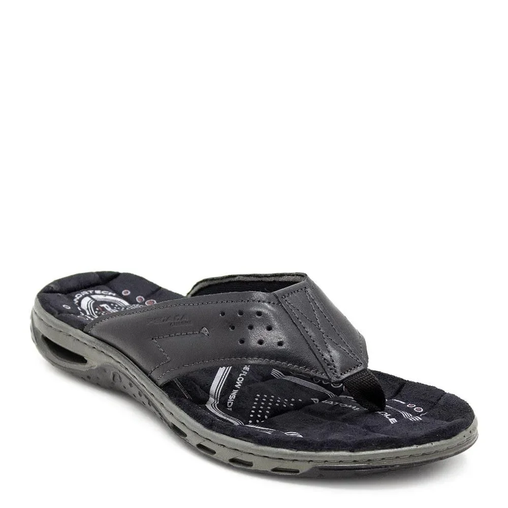 Chinelo Pegada Masculino em Couro Pinhão Preto 2