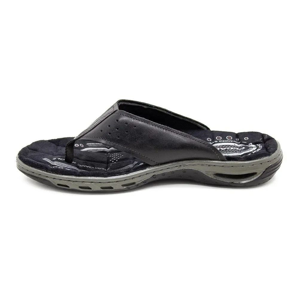 Chinelo Pegada Masculino em Couro Pinhão Preto 3