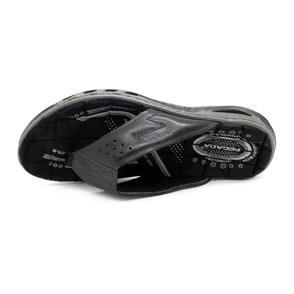 Chinelo Pegada Masculino em Couro Pinhão Preto 4