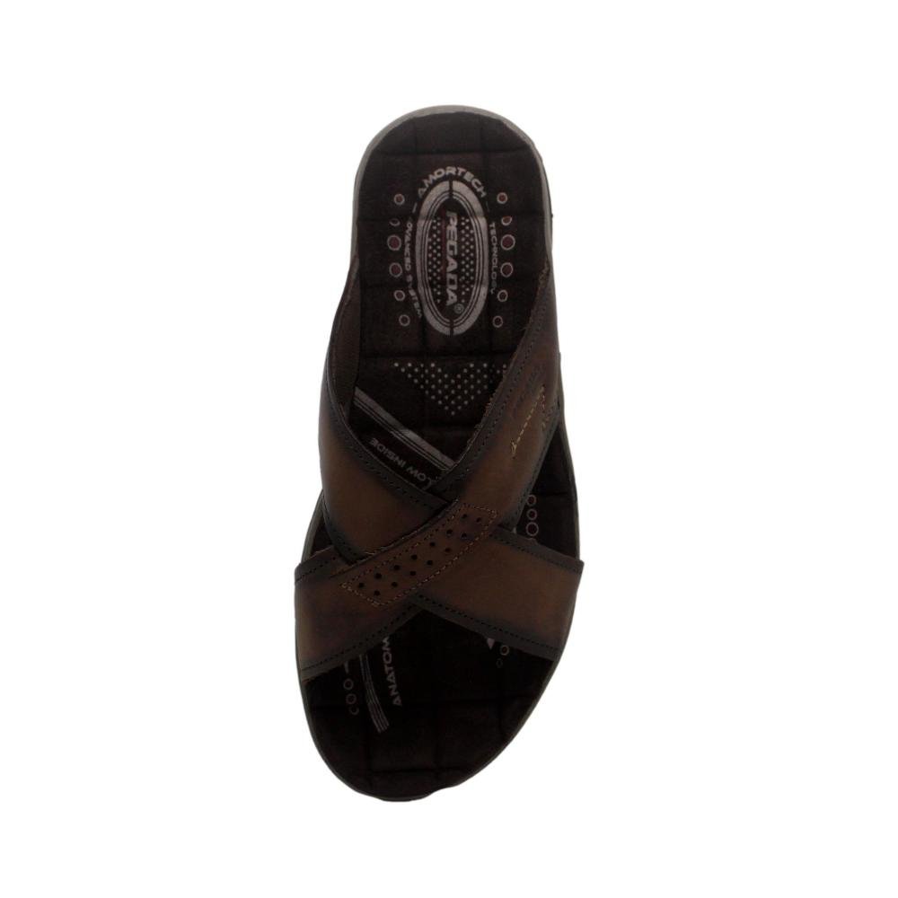 CHINELO MASCULINO PEGADA EM COURO Marrom Escuro 3