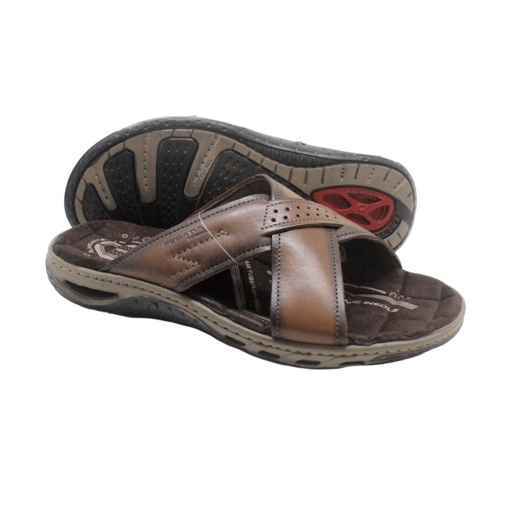 CHINELO MASCULINO PEGADA EM COURO Marrom Escuro 6