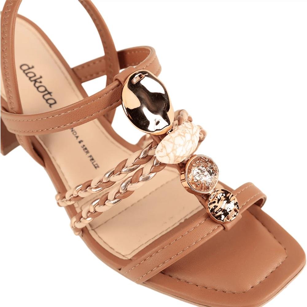 SANDÁLIA DAKOTA FEMININA PEDRARIA Y8211 Marrom/Rosa 4