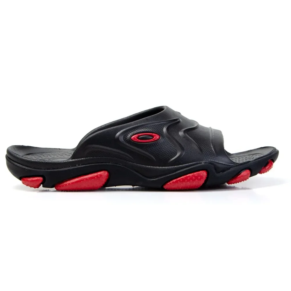CHINELO SLIDE MASCULINO OAKLEY TITAN FOF100579 Preto/Vermelho 1