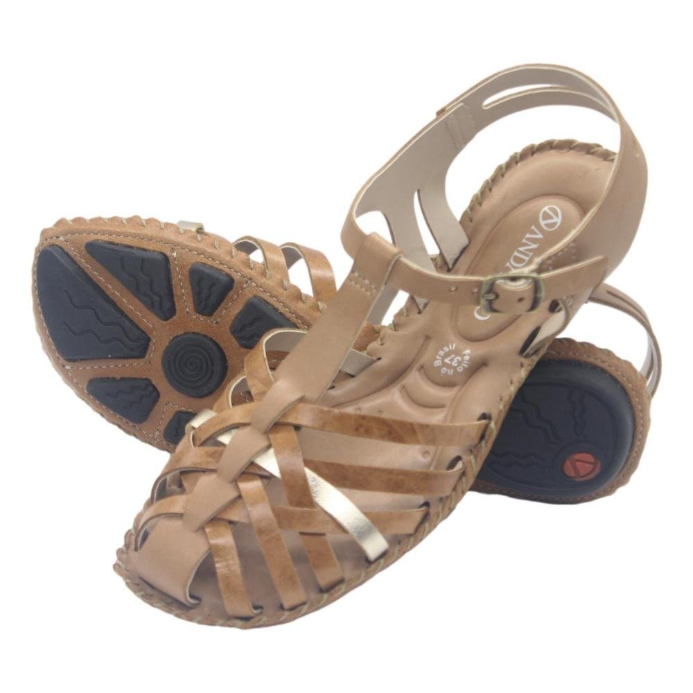 SANDÁLIA ANDACCO COURO JADE FEMININO 12382 Bege 3