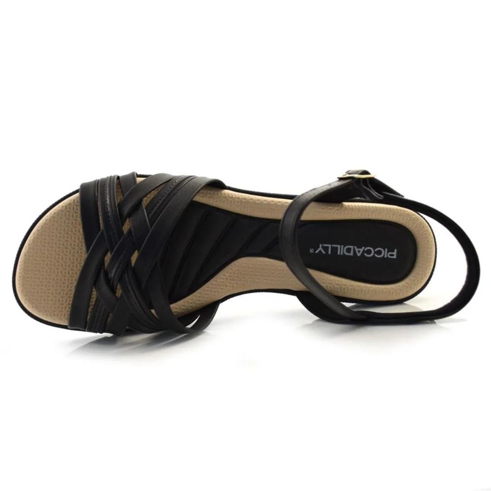 SANDÁLIA FEMININA PICCADILLY WIDE FIT 410035 Preto 4