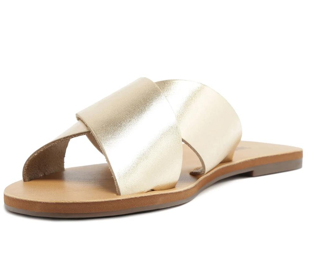 RASTEIRA SLIDE FEMININA ANACAPRI TIRAS CRUZADAS COURO DOURADO C300140004/1 Dourado 4