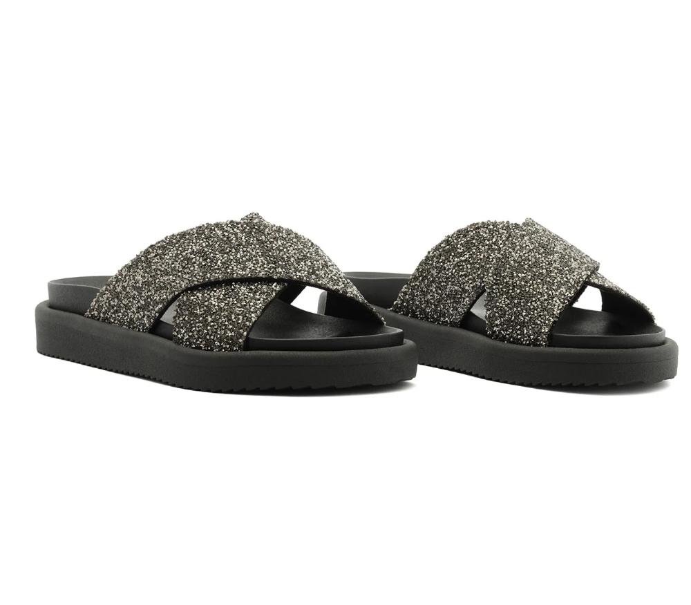 PAPETE FEMININA ANACAPRI TIRAS CRUZADAS GLITTER GLAM C303800035 Preto 2