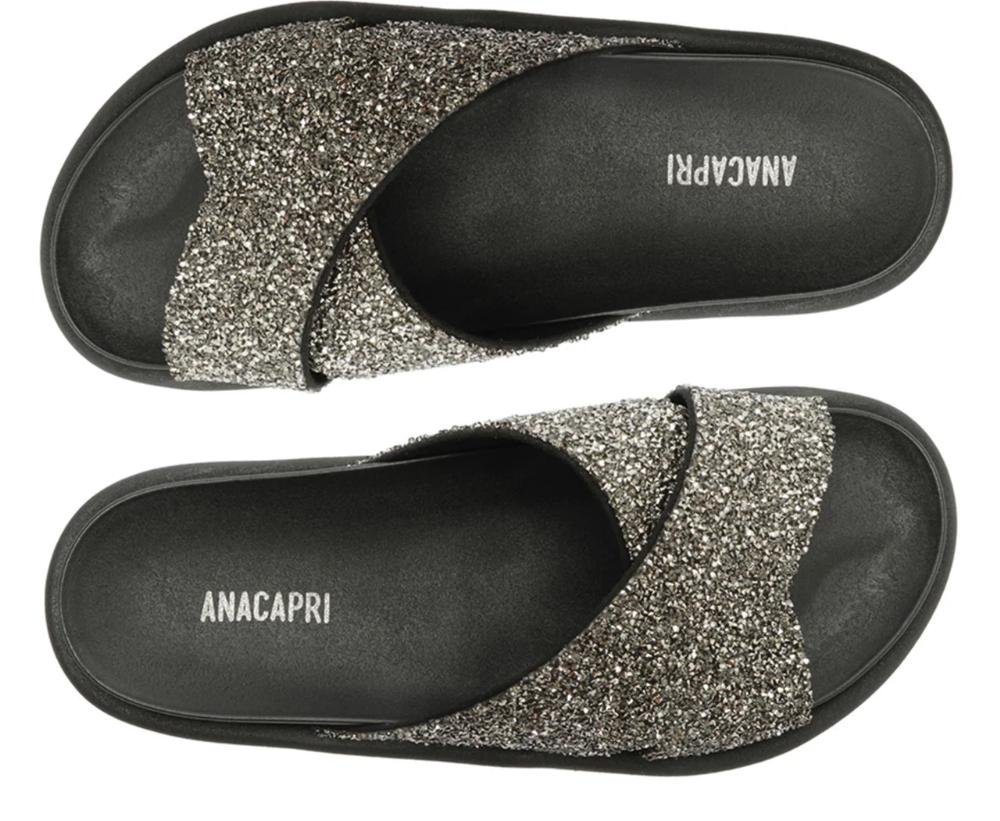 PAPETE FEMININA ANACAPRI TIRAS CRUZADAS GLITTER GLAM C303800035 Preto 4