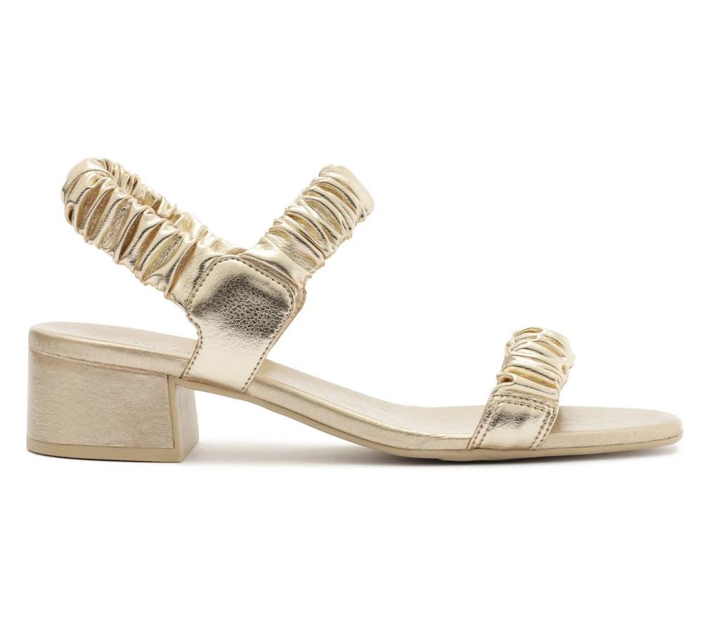 SANDÁLIA FEMININA ANACAPRI SALTO BLOCO TIRAS SCRUNCHIE Dourado 1