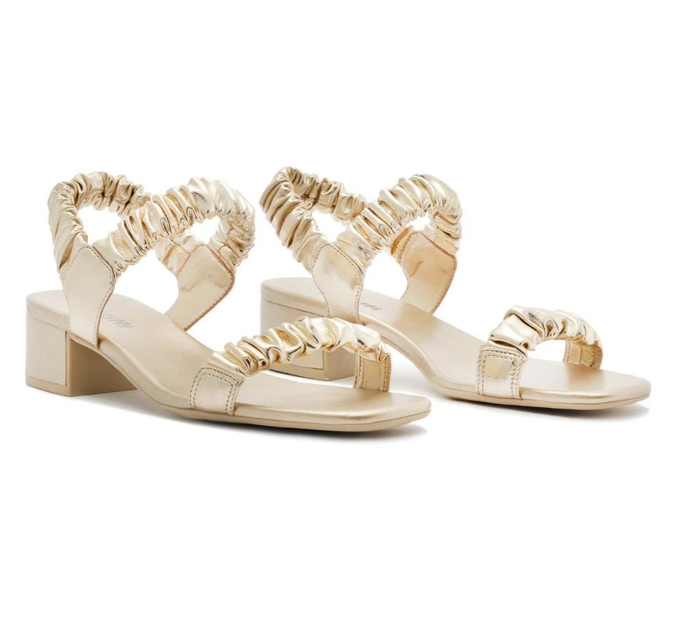 SANDÁLIA FEMININA ANACAPRI SALTO BLOCO TIRAS SCRUNCHIE Dourado 2