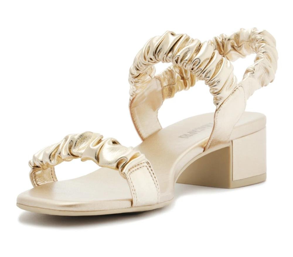 SANDÁLIA FEMININA ANACAPRI SALTO BLOCO TIRAS SCRUNCHIE Dourado 3