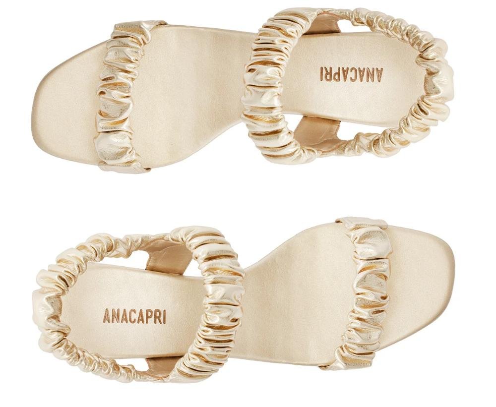 SANDÁLIA FEMININA ANACAPRI SALTO BLOCO TIRAS SCRUNCHIE Dourado 4