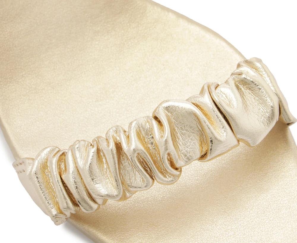 SANDÁLIA FEMININA ANACAPRI SALTO BLOCO TIRAS SCRUNCHIE Dourado 6