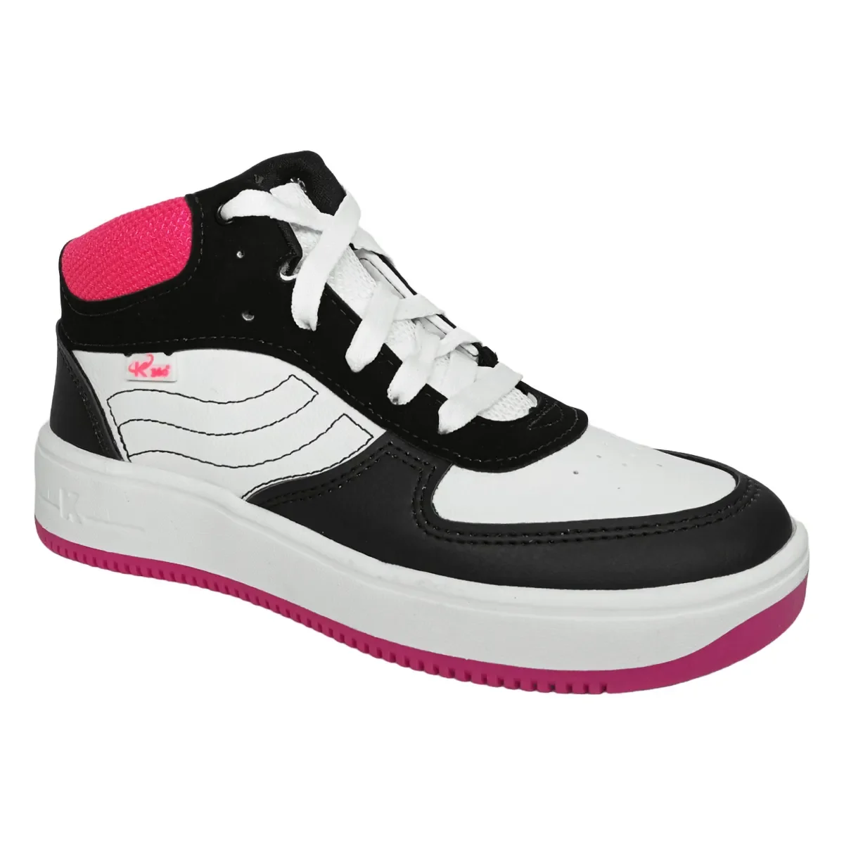 TÊNIS CANO ALTO INFANTIL FEMININO KIDY NOVA YORK 140-1067 Branco/Preto 2