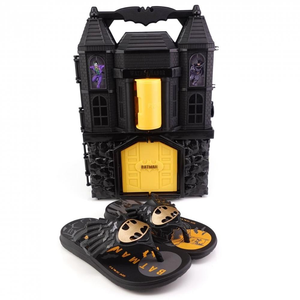 CHINELO INFANTIL MENINO GRENDENE BATMAN BATCAVERNA C/BRINDE 22761 Preto 4