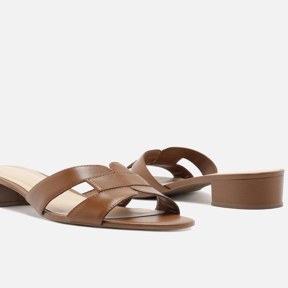 TAMANCO MULE FEMININO AREZZO COURO SALTO BLOCO A031990246 Café 4