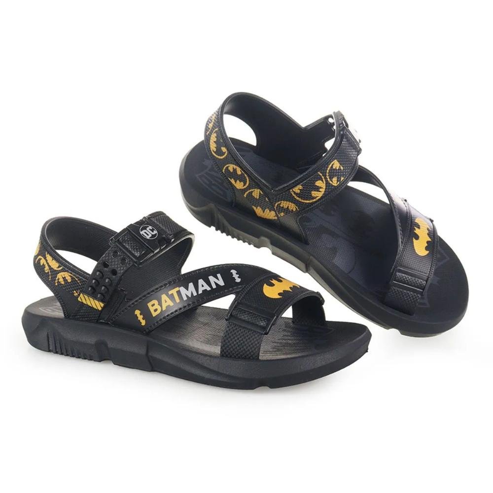 SANDÁLIA INFANTIL MENINO GRENDENE BATMAN C/BRINDE 23111 Preto/Amarelo 2