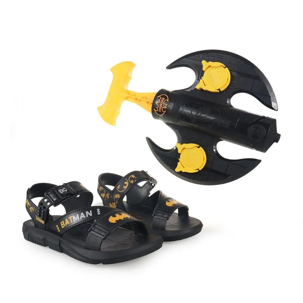 SANDÁLIA INFANTIL MENINO GRENDENE BATMAN C/BRINDE 23111 Preto/Amarelo 4