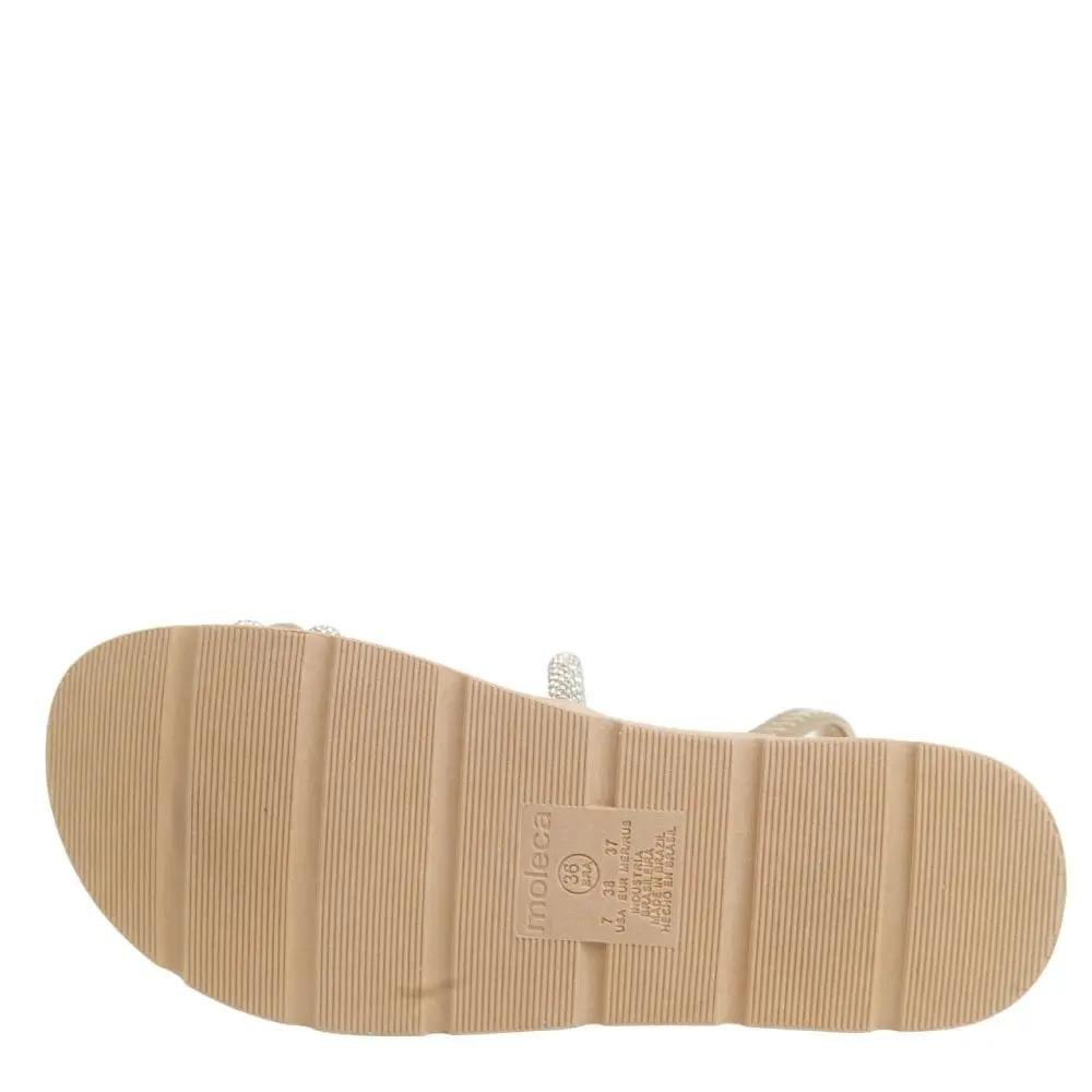SANDÁLIA FEMININA MOLECA STRASS 5490.113 Bege 4