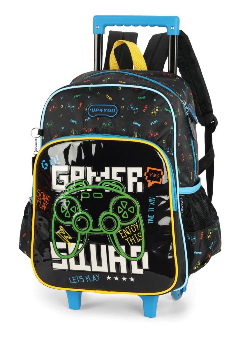 MOCHILA INFANTIL MENINA UP4YOU COM RODAS IC41066 Preto 2