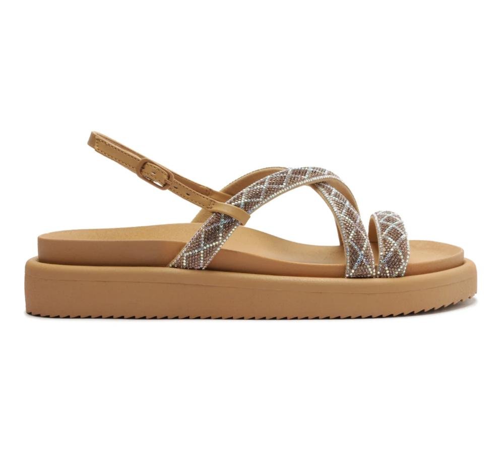 SANDÁLIA FEMININA ANACAPRI PAPETE STRASS C303800112 Bege 1