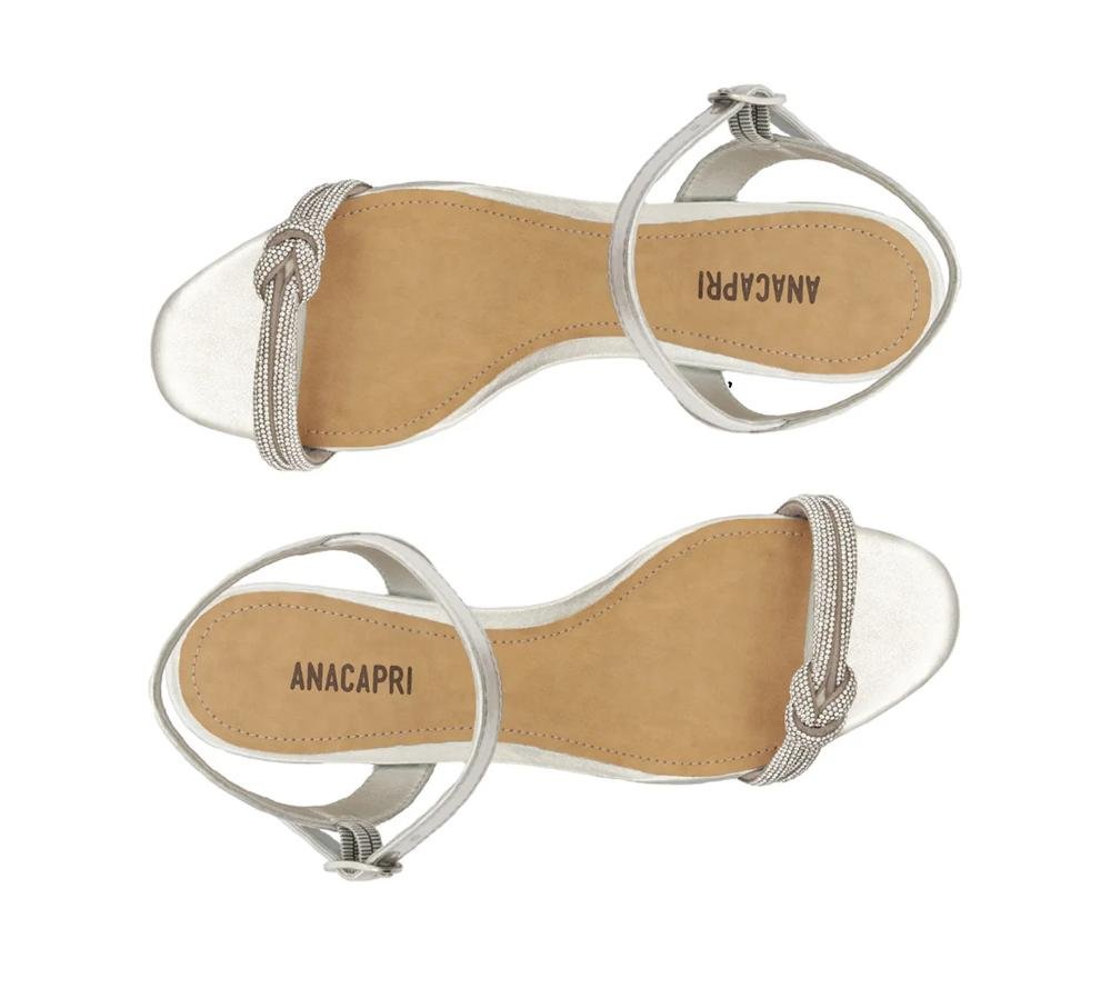 SANDÁLIA FEMININA ANACAPRI STRASS TIRA NÓ SALTINHO C301140104 Prata 3