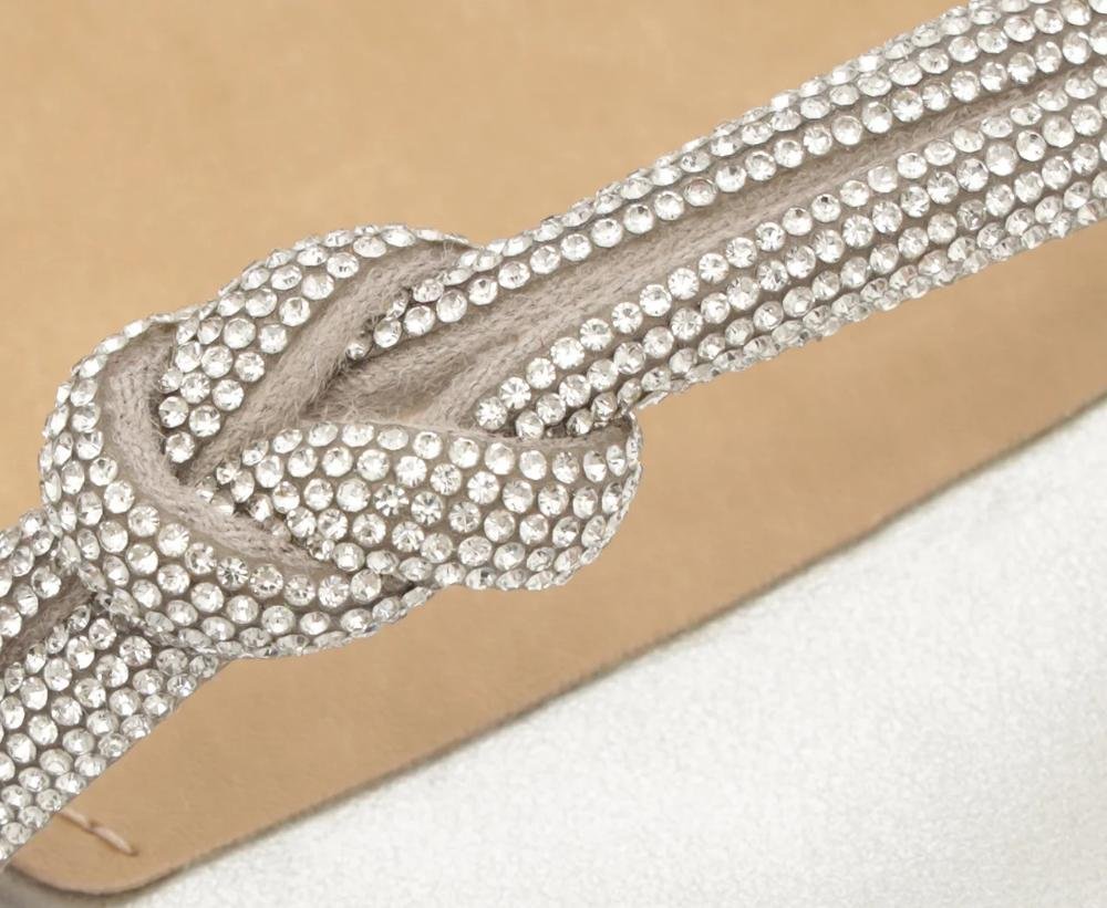 SANDÁLIA FEMININA ANACAPRI STRASS TIRA NÓ SALTINHO C301140104 Prata 6