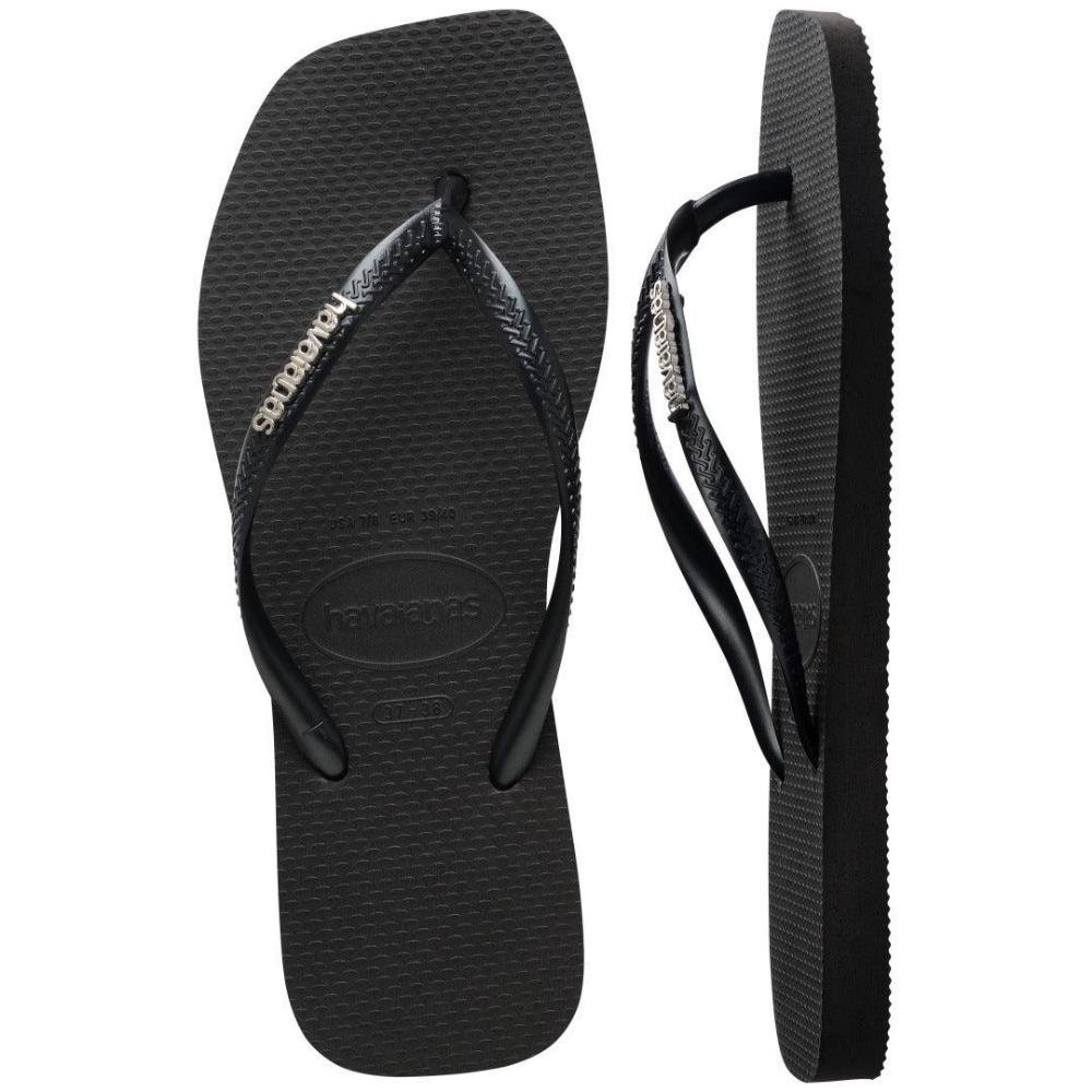CHINELO FEMININO HAVAIANAS SLIM SQUARE LOGO MET 4148257 Preto 5