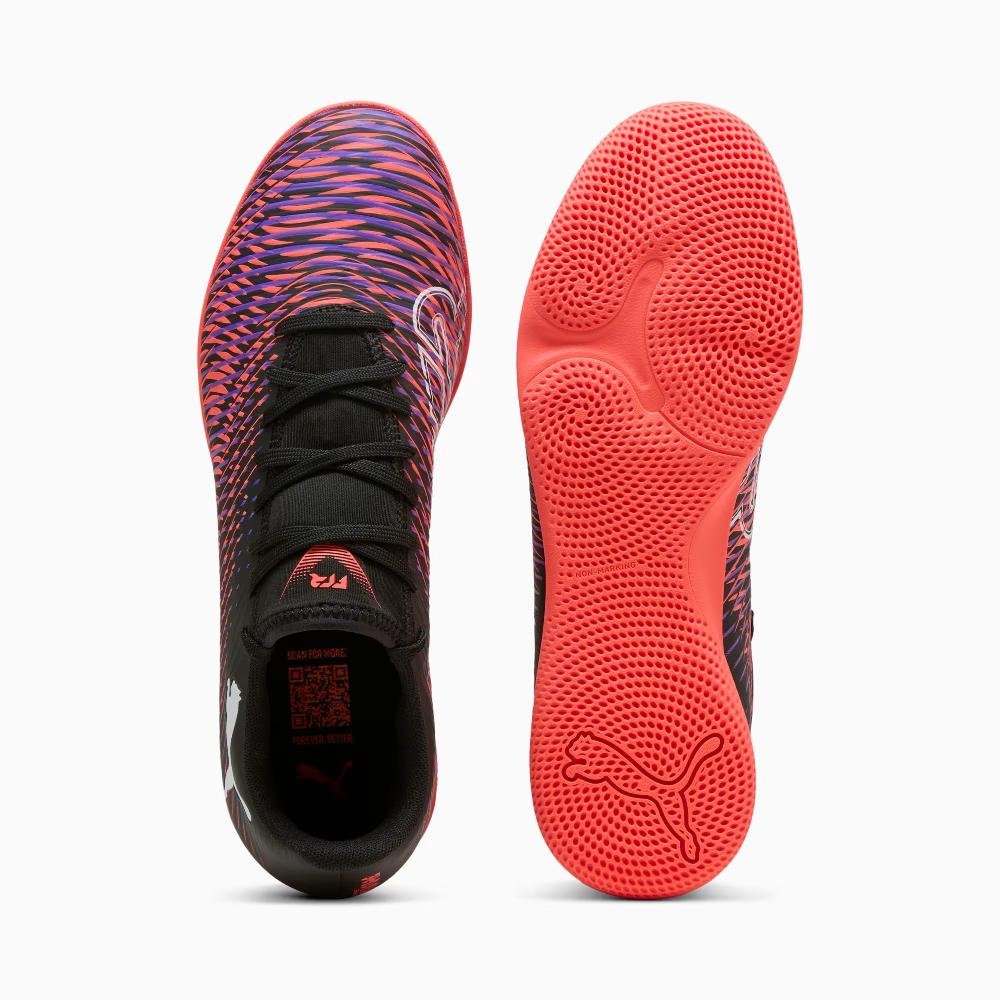 CHUTEIRA FUTSAL PUMA FUTURE 8 PLAY IT MASCULINA 108379 Preto/Laranja 5