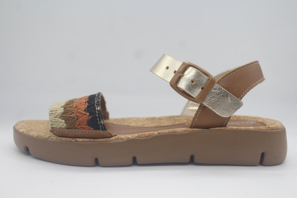 SANDÀLIA FLATFORM COURO ANDACCO BONNIE FEMININA 1197 Caramelo/Dourado 1