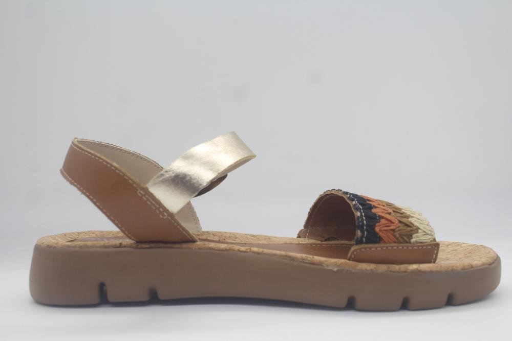SANDÀLIA FLATFORM COURO ANDACCO BONNIE FEMININA 1197 Caramelo/Dourado 2