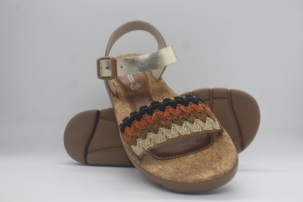 SANDÀLIA FLATFORM COURO ANDACCO BONNIE FEMININA 1197 Caramelo/Dourado 3