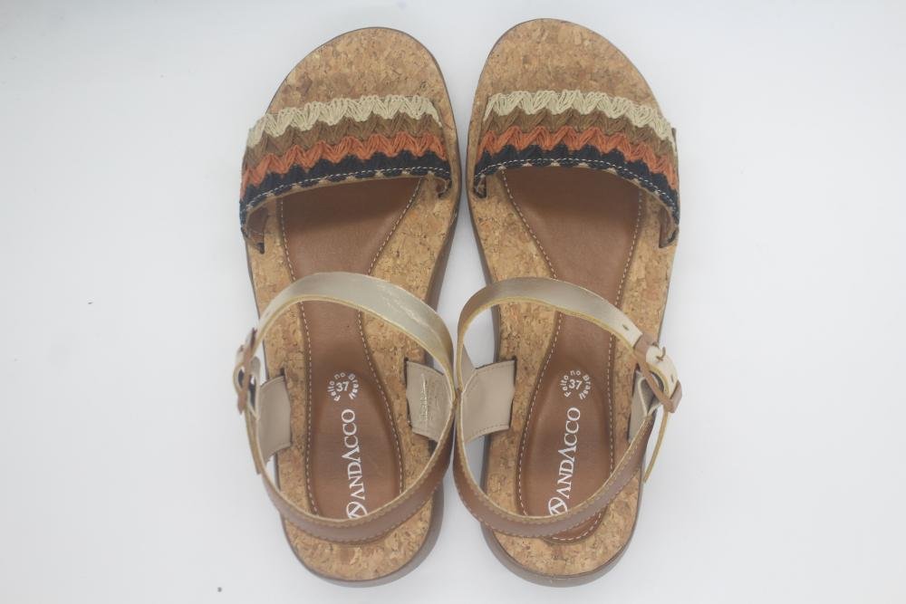SANDÀLIA FLATFORM COURO ANDACCO BONNIE FEMININA 1197 Caramelo/Dourado 4