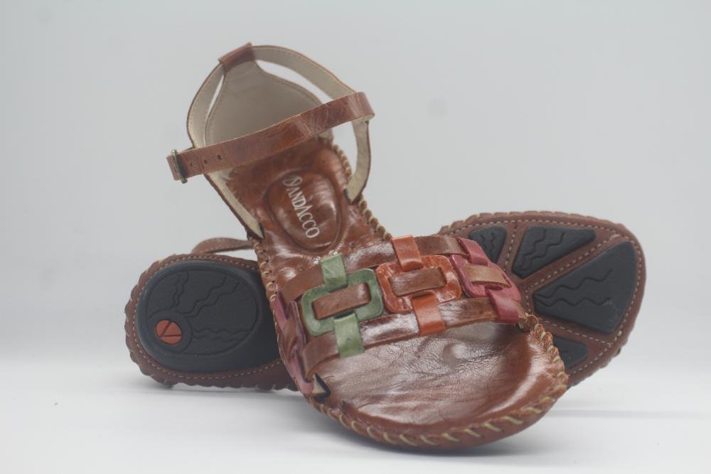 SANDÀLIA COURO ANDACCO JADE FEMININA 12374 Marrom/Verde 3