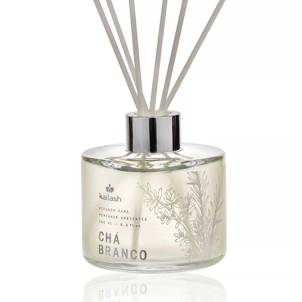 DIFUSOR KAILASH CHA BRANCO VIDRO 250 ML BC.01