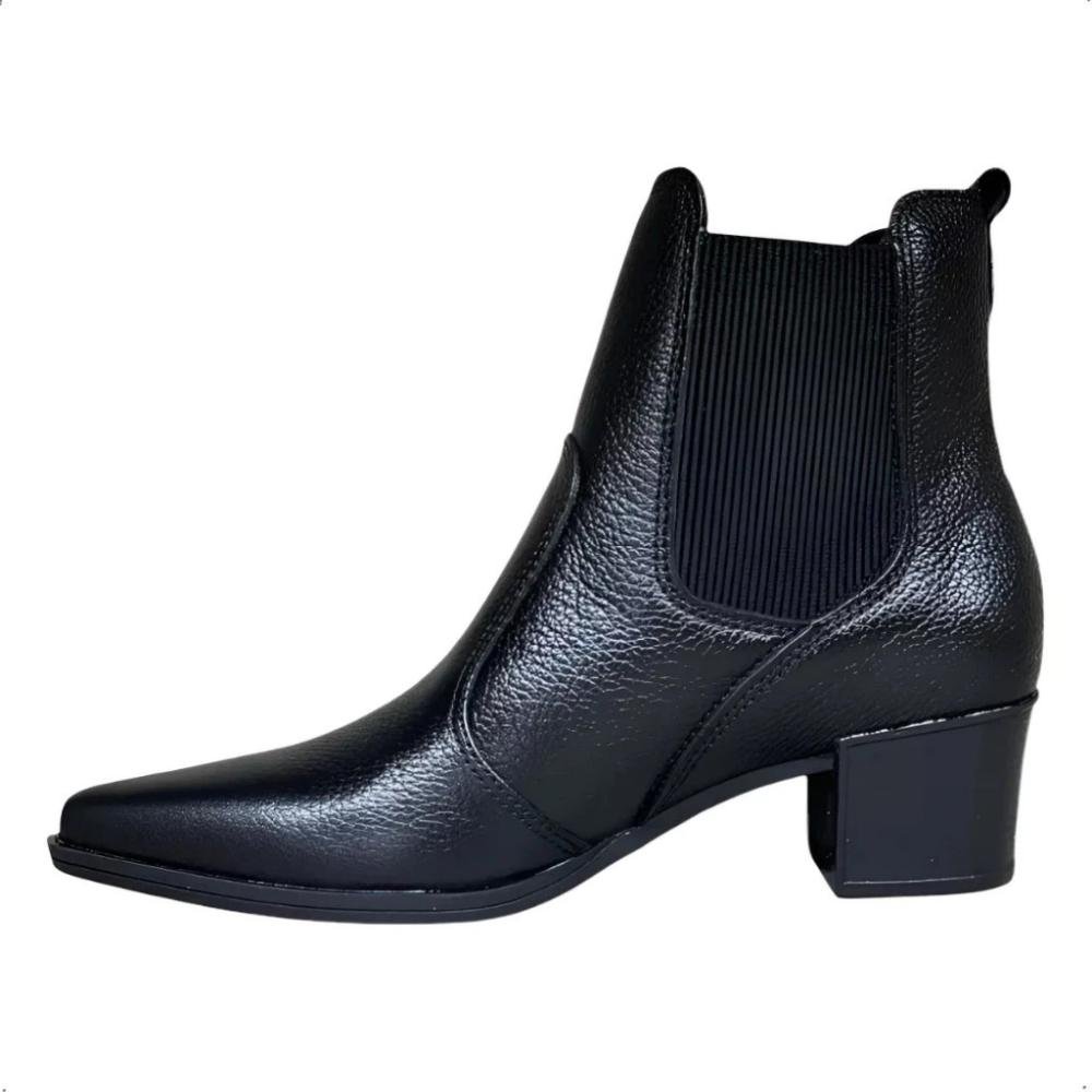 BOTA PEGADA CANO CURTO COURO FEMININA 280511 Preto 2